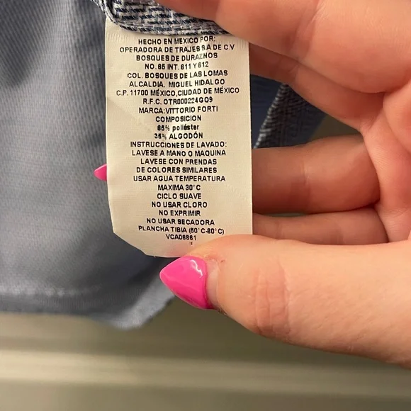 Vittorio Elegant Blue Dress Shirt Size 16 slim - Picture 5 of 5